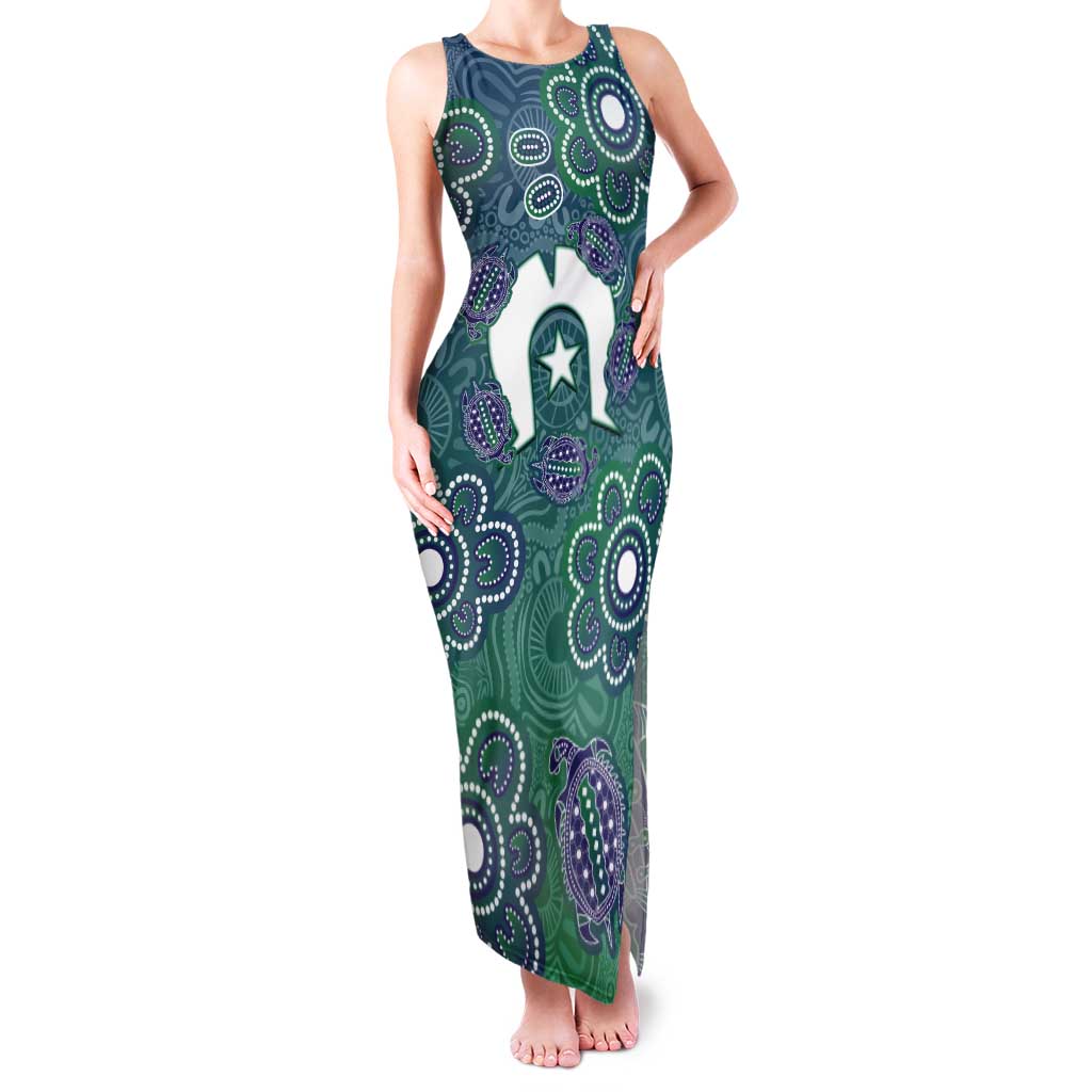Sea Turtle Torres Strait Islands Tank Maxi Dress Pacific Indigenous Australian Oceanic Dot Art