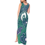 Sea Turtle Torres Strait Islands Tank Maxi Dress Pacific Indigenous Australian Oceanic Dot Art