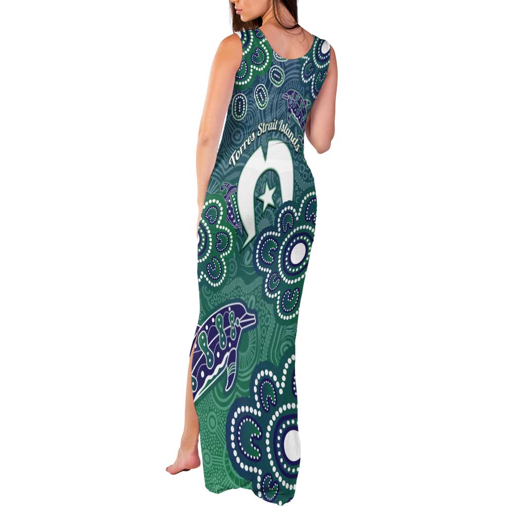 Sea Turtle Torres Strait Islands Tank Maxi Dress Pacific Indigenous Australian Oceanic Dot Art