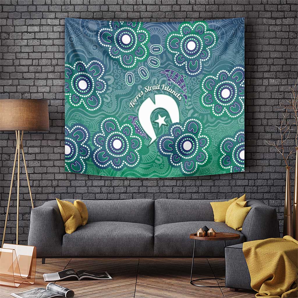 Sea Turtle Torres Strait Islands Tapestry Pacific Indigenous Australian Oceanic Dot Art