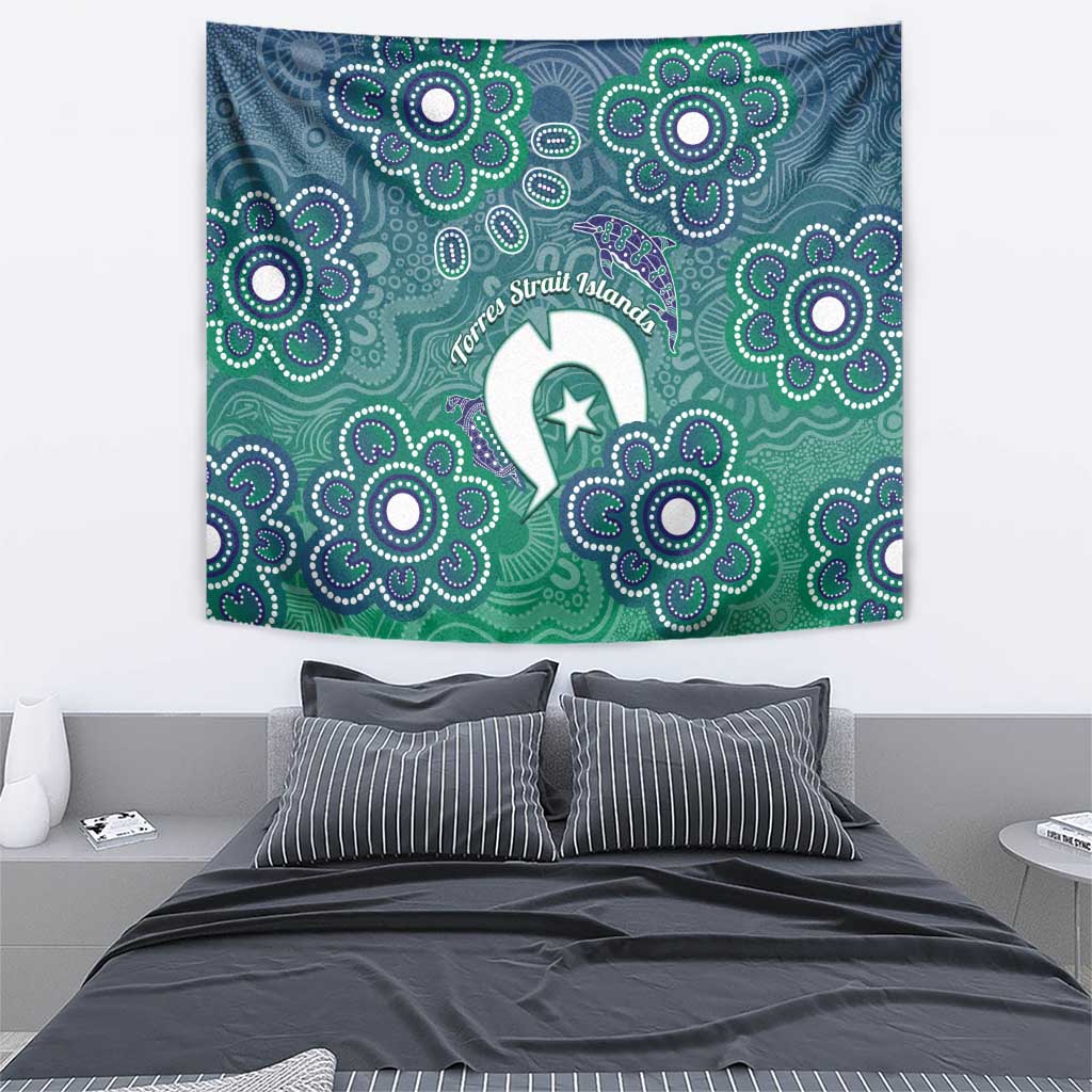 Sea Turtle Torres Strait Islands Tapestry Pacific Indigenous Australian Oceanic Dot Art