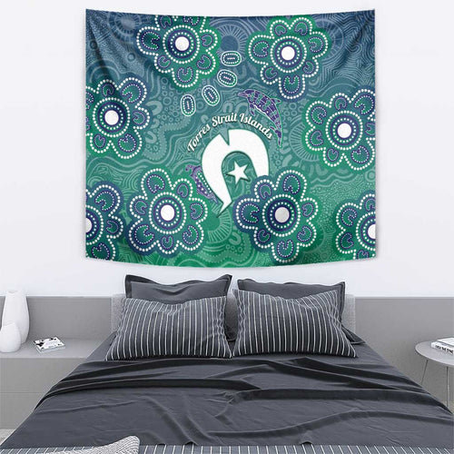 Sea Turtle Torres Strait Islands Tapestry Pacific Indigenous Australian Oceanic Dot Art