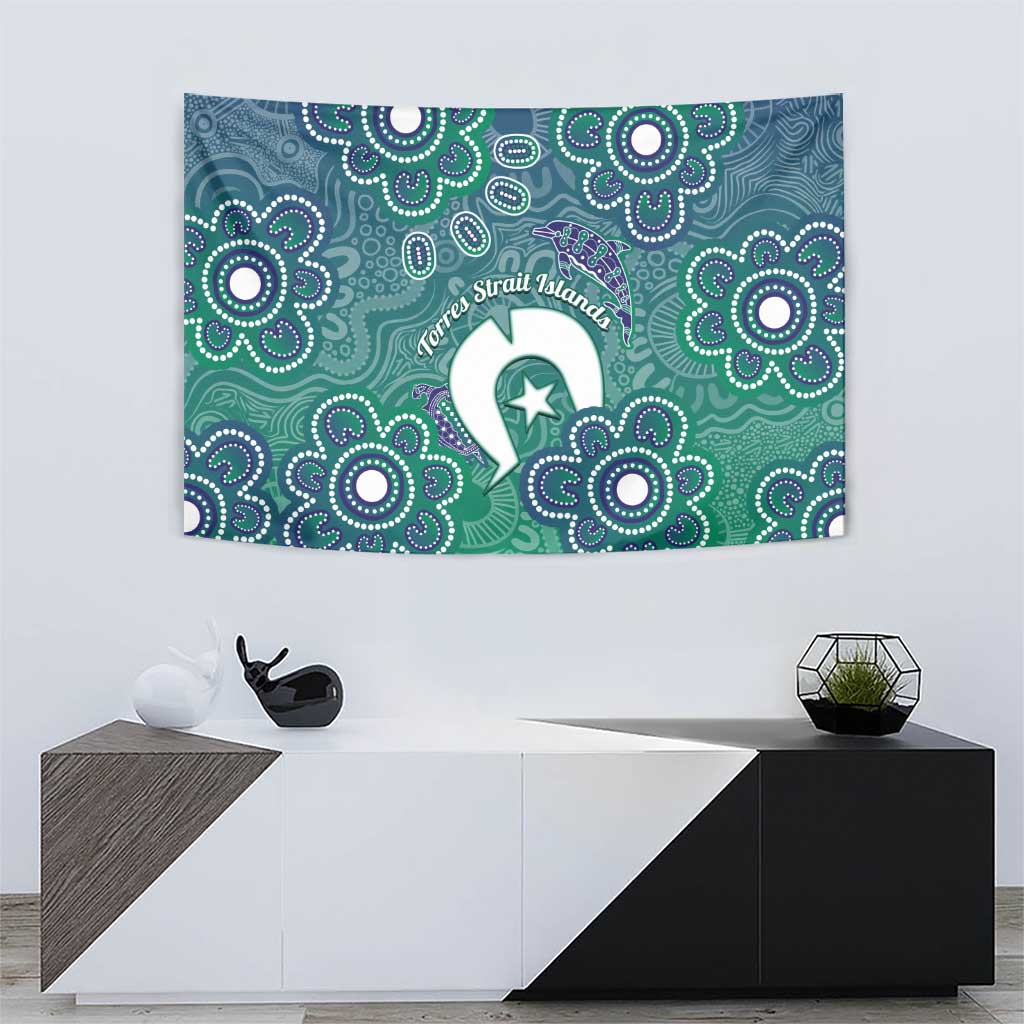 Sea Turtle Torres Strait Islands Tapestry Pacific Indigenous Australian Oceanic Dot Art
