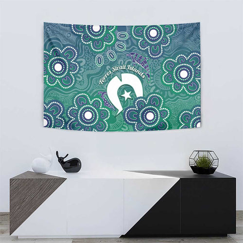 Sea Turtle Torres Strait Islands Tapestry Pacific Indigenous Australian Oceanic Dot Art
