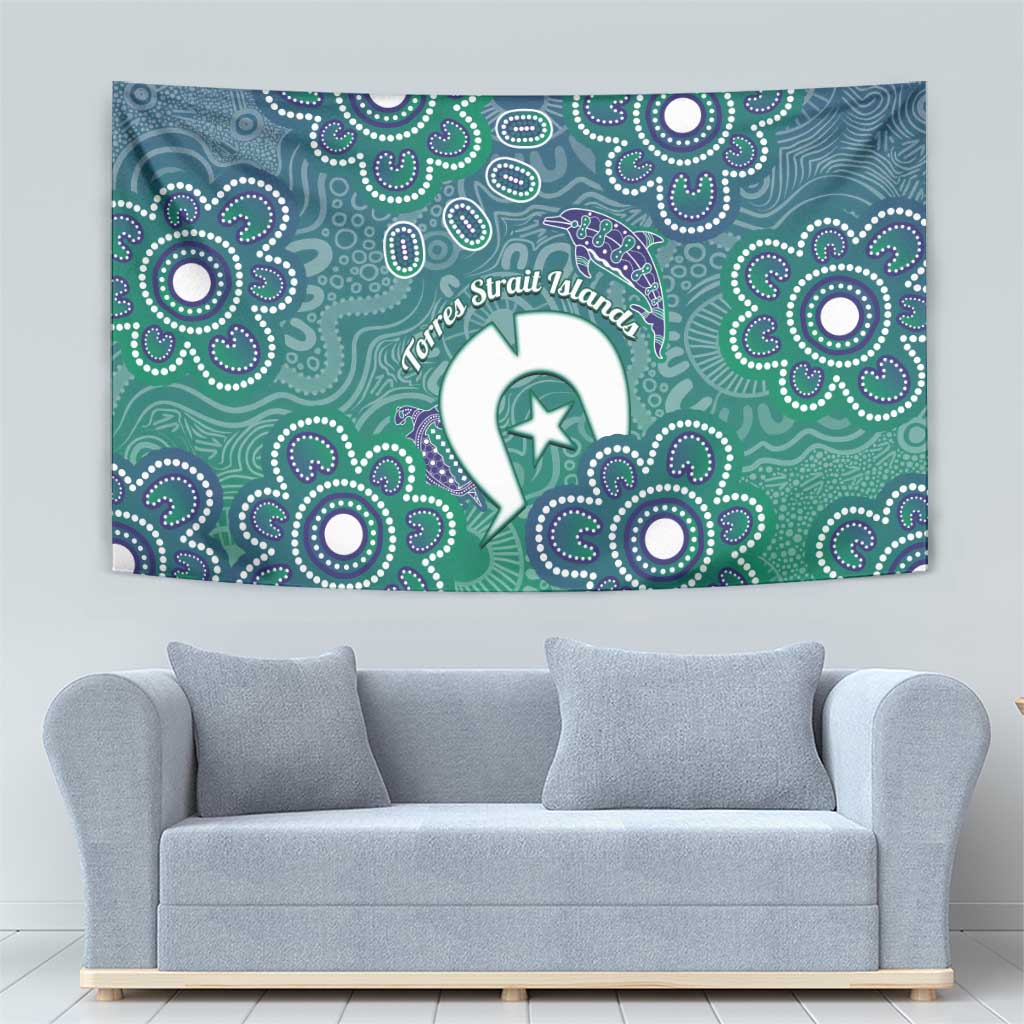 Sea Turtle Torres Strait Islands Tapestry Pacific Indigenous Australian Oceanic Dot Art