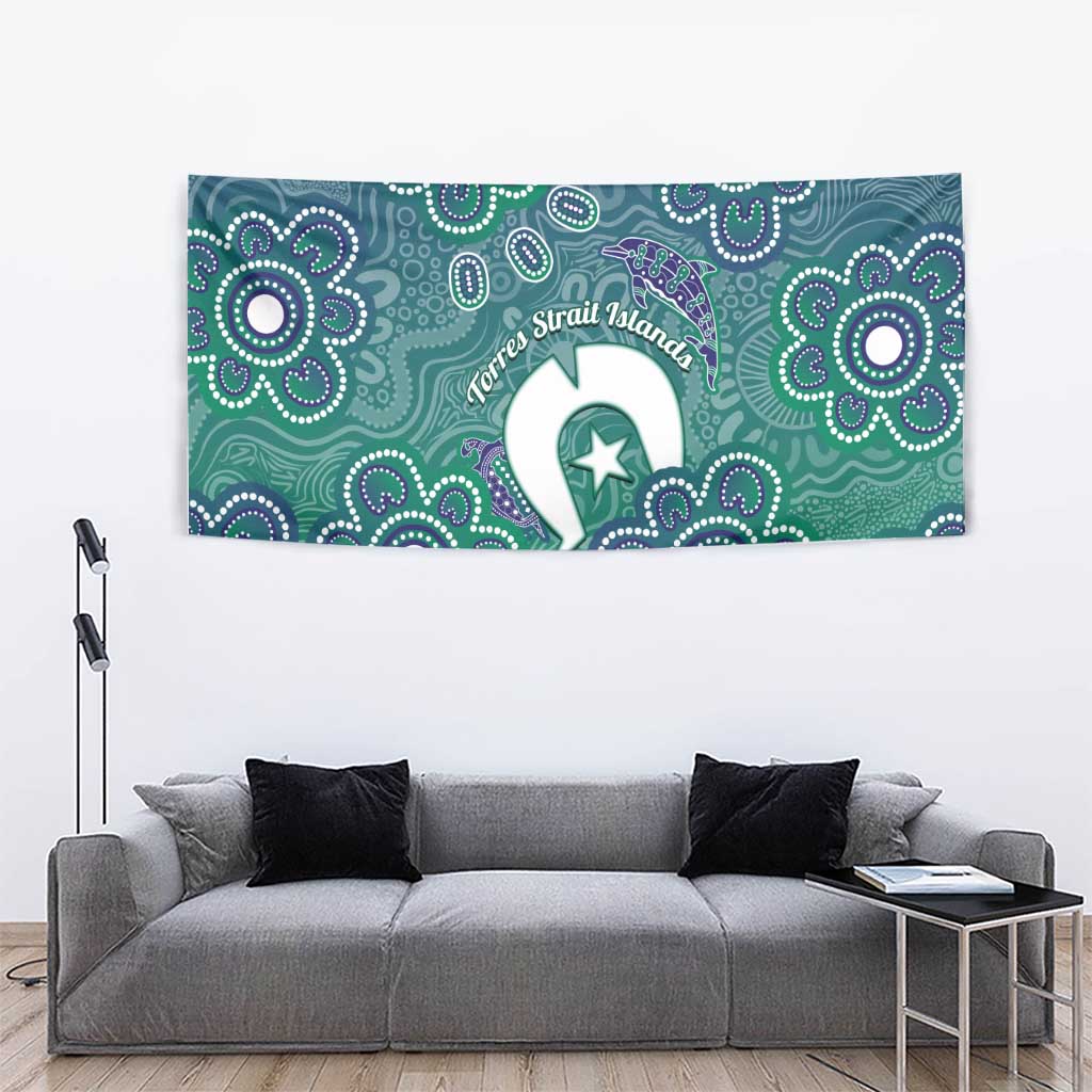 Sea Turtle Torres Strait Islands Tapestry Pacific Indigenous Australian Oceanic Dot Art