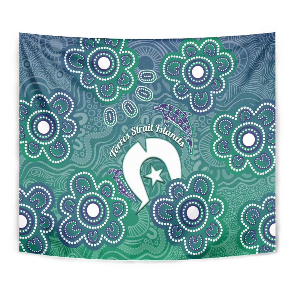 Sea Turtle Torres Strait Islands Tapestry Pacific Indigenous Australian Oceanic Dot Art