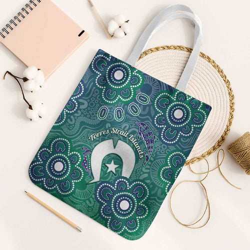 Sea Turtle Torres Strait Islands Tote Bag Pacific Indigenous Australian Oceanic Dot Art