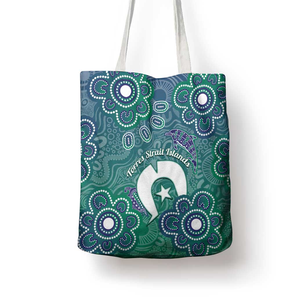 Sea Turtle Torres Strait Islands Tote Bag Pacific Indigenous Australian Oceanic Dot Art