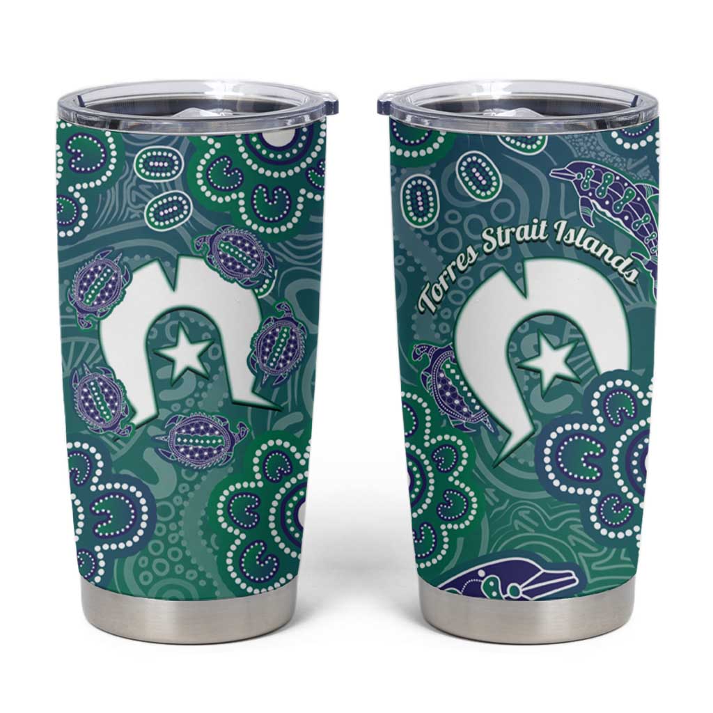 Sea Turtle Torres Strait Islands Tumbler Cup Pacific Indigenous Australian Oceanic Dot Art
