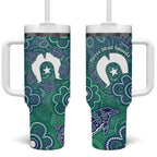 Sea Turtle Torres Strait Islands Tumbler With Handle Pacific Indigenous Australian Oceanic Dot Art