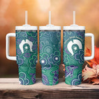Sea Turtle Torres Strait Islands Tumbler With Handle Pacific Indigenous Australian Oceanic Dot Art