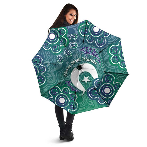 Sea Turtle Torres Strait Islands Umbrella Pacific Indigenous Australian Oceanic Dot Art