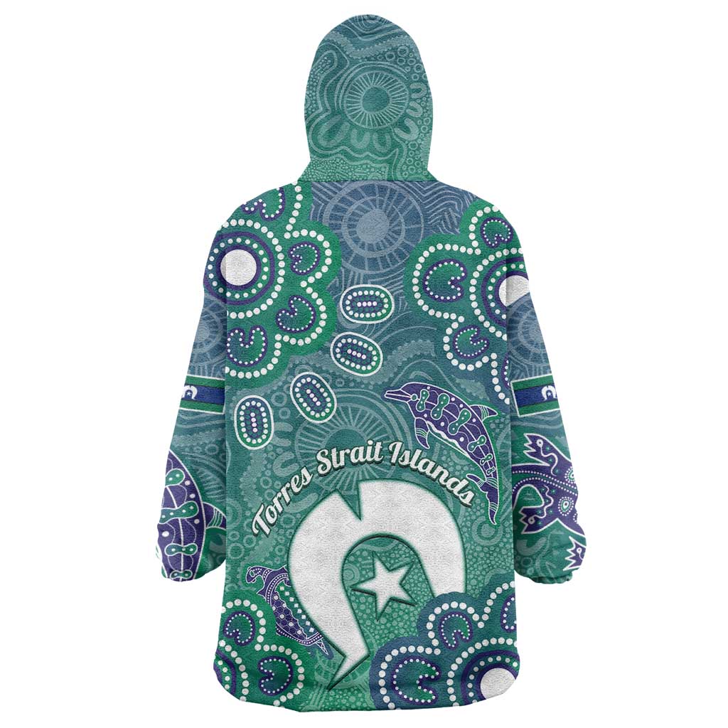 Sea Turtle Torres Strait Islands Wearable Blanket Hoodie Pacific Indigenous Australian Oceanic Dot Art