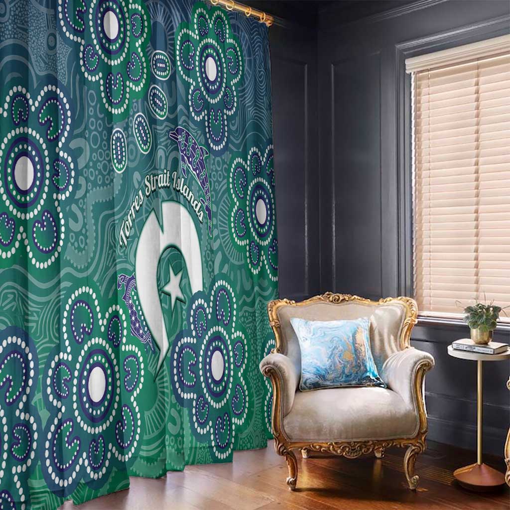 Sea Turtle Torres Strait Islands Window Curtain Pacific Indigenous Australian Oceanic Dot Art