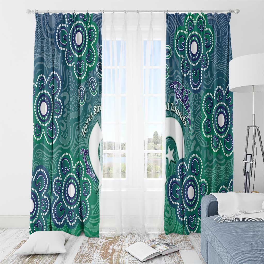 Sea Turtle Torres Strait Islands Window Curtain Pacific Indigenous Australian Oceanic Dot Art