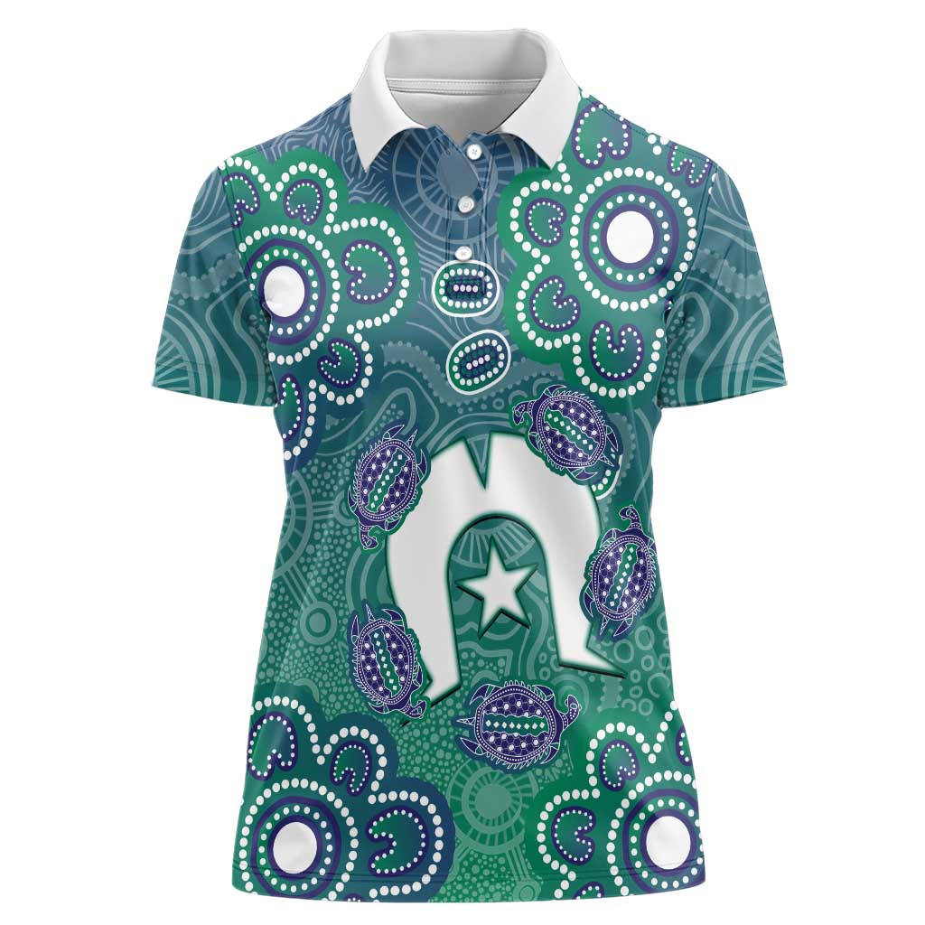Sea Turtle Torres Strait Islands Women Polo Shirt Pacific Indigenous Australian Oceanic Dot Art