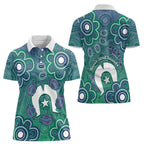 Sea Turtle Torres Strait Islands Women Polo Shirt Pacific Indigenous Australian Oceanic Dot Art