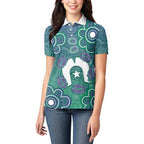 Sea Turtle Torres Strait Islands Women Polo Shirt Pacific Indigenous Australian Oceanic Dot Art