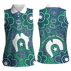 Sea Turtle Torres Strait Islands Women Sleeveless Polo Shirt Pacific Indigenous Australian Oceanic Dot Art