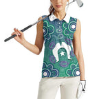 Sea Turtle Torres Strait Islands Women Sleeveless Polo Shirt Pacific Indigenous Australian Oceanic Dot Art