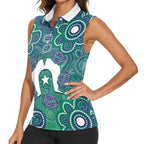 Sea Turtle Torres Strait Islands Women Sleeveless Polo Shirt Pacific Indigenous Australian Oceanic Dot Art