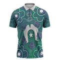 Sea Turtle Torres Strait Islands Zipper Polo Shirt Pacific Indigenous Australian Oceanic Dot Art