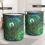 Torres Strait Islands Laundry Basket Indigenous Ocean Wave Dot Green Color