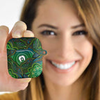 Torres Strait Islands AirPods Case Indigenous Ocean Wave Dot Green Color