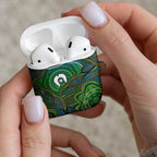 Torres Strait Islands AirPods Case Indigenous Ocean Wave Dot Green Color