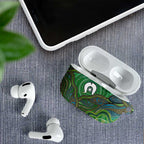 Torres Strait Islands AirPods Case Indigenous Ocean Wave Dot Green Color