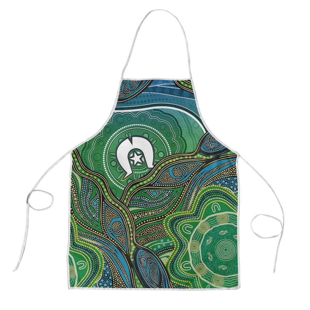 Torres Strait Islands Apron Indigenous Ocean Wave Dot Green Color