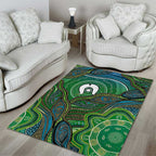 Torres Strait Islands Area Rug Indigenous Ocean Wave Dot Green Color