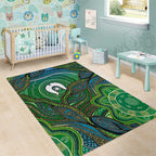 Torres Strait Islands Area Rug Indigenous Ocean Wave Dot Green Color