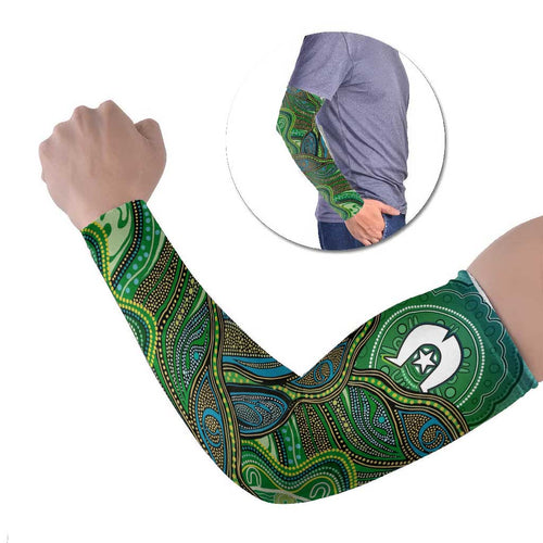 Torres Strait Islands Arm Sleeves Indigenous Ocean Wave Dot Green Color
