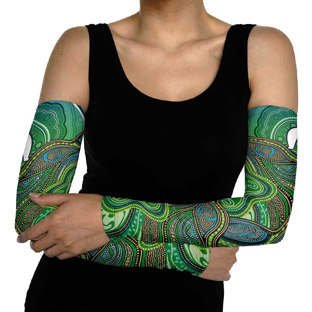 Torres Strait Islands Arm Sleeves Indigenous Ocean Wave Dot Green Color