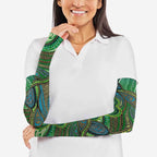 Torres Strait Islands Arm Sleeves Indigenous Ocean Wave Dot Green Color