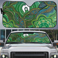 Torres Strait Islands Auto Sun Shade Indigenous Ocean Wave Dot Green Color