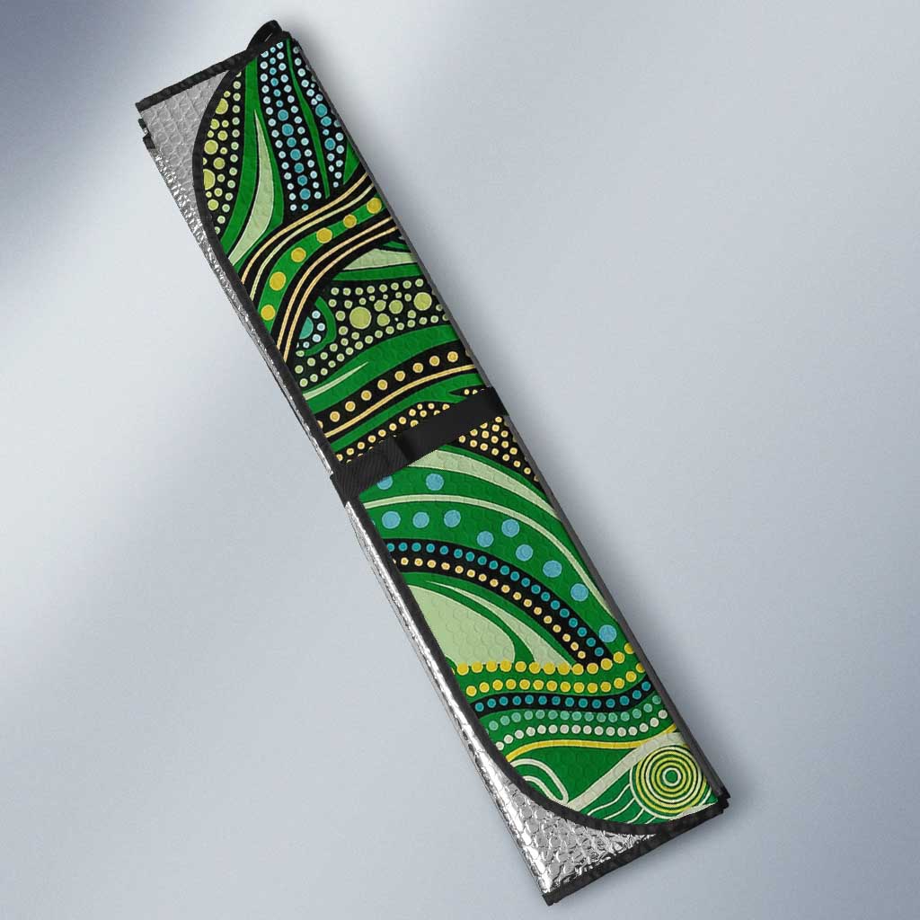 Torres Strait Islands Auto Sun Shade Indigenous Ocean Wave Dot Green Color