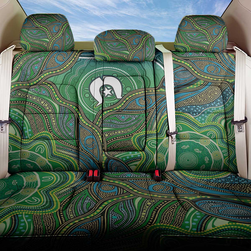 Torres Strait Islands Back Car Seat Cover Indigenous Ocean Wave Dot Green Color