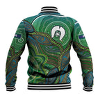 Torres Strait Islands Baseball Jacket Indigenous Ocean Wave Dot Green Color