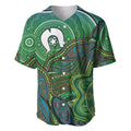 Torres Strait Islands Baseball Jersey Indigenous Ocean Wave Dot Green Color