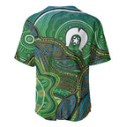 Torres Strait Islands Baseball Jersey Indigenous Ocean Wave Dot Green Color