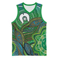 Torres Strait Islands Basketball Jersey Indigenous Ocean Wave Dot Green Color