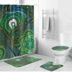 Torres Strait Islands Bathroom Set Indigenous Ocean Wave Dot Green Color