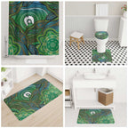 Torres Strait Islands Bathroom Set Indigenous Ocean Wave Dot Green Color