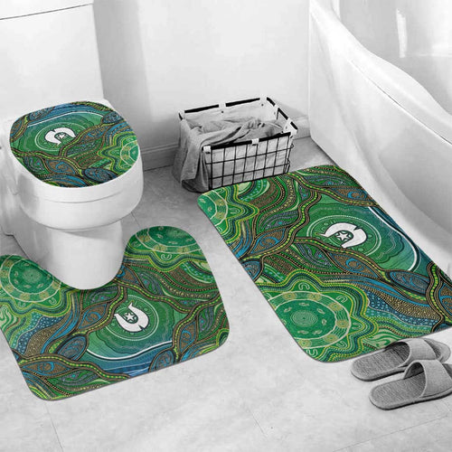 Torres Strait Islands Bathroom Set Indigenous Ocean Wave Dot Green Color