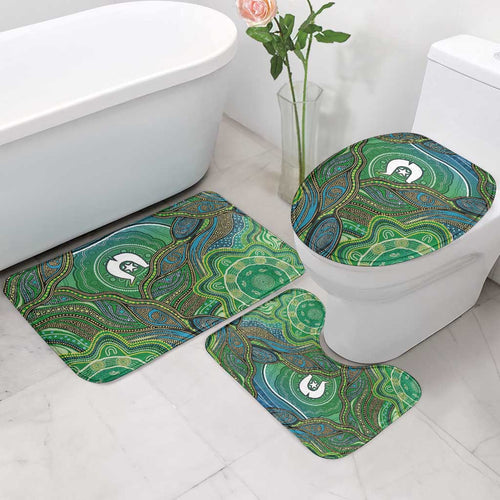 Torres Strait Islands Bathroom Set Indigenous Ocean Wave Dot Green Color