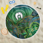 Torres Strait Islands Beach Blanket Indigenous Ocean Wave Dot Green Color