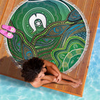 Torres Strait Islands Beach Blanket Indigenous Ocean Wave Dot Green Color